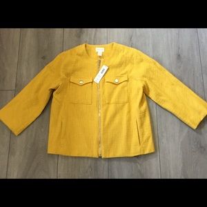 Chicos Glistening Yellow Textured Zip Front Jacket